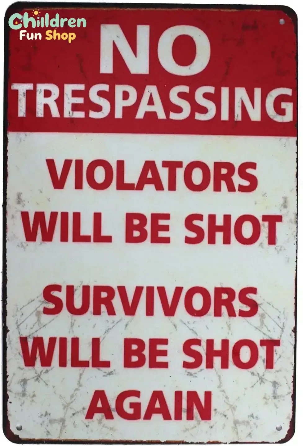 SUMIK No Trespassing Violators Will Be Shot Survivors Will Be Shot Again, Funny Metal Tin Sign, Vintage Poster Plaque Man Cav