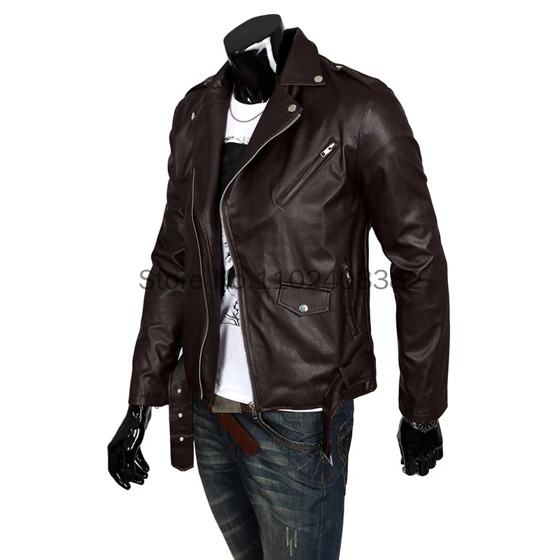 Männer pu Lederjacke Motorrad Mode Slim Fit Ledermantel