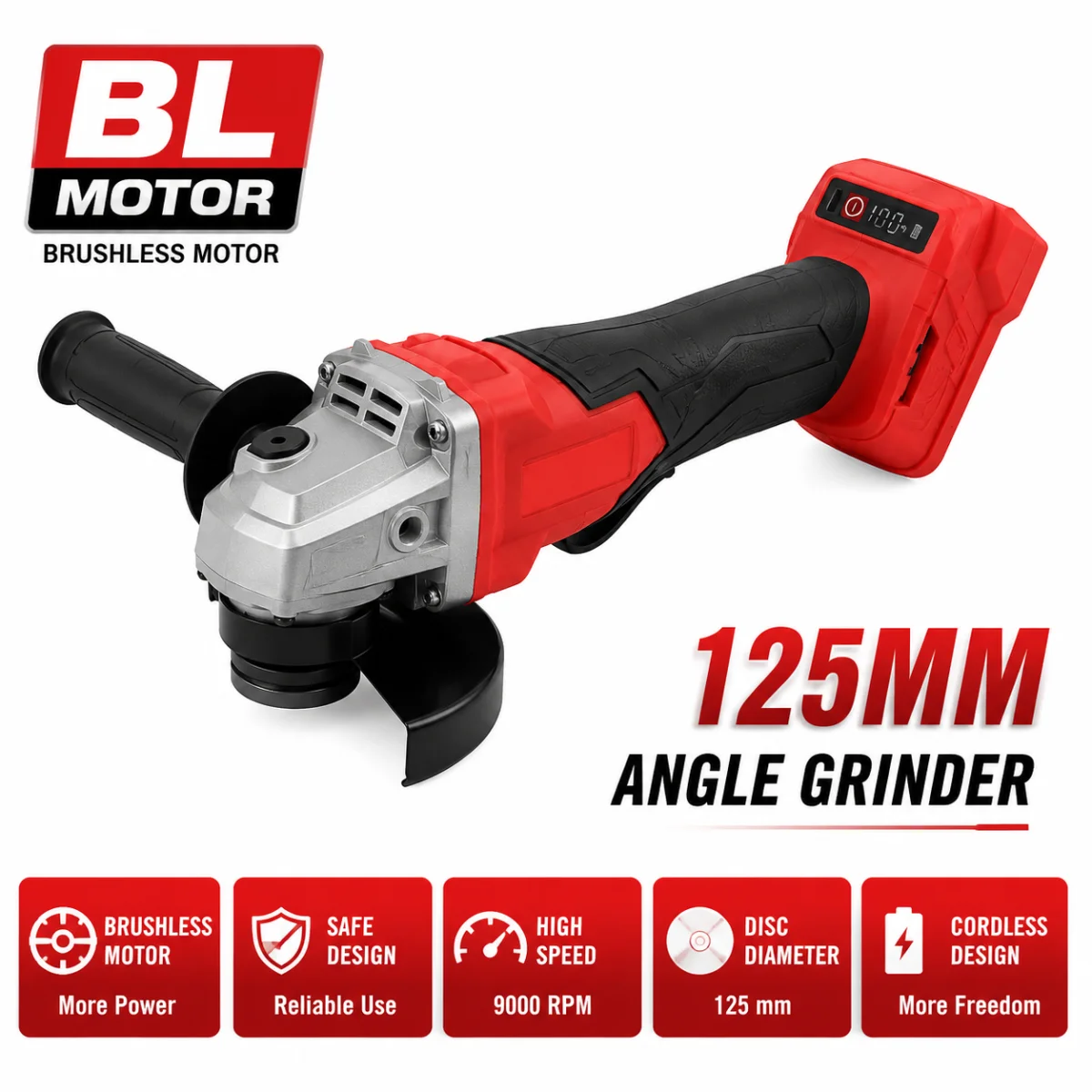 Brushless Angle Grinder Battery Powered - Бесщеточная аккумуляторная угловая шлифмашина 125 мм