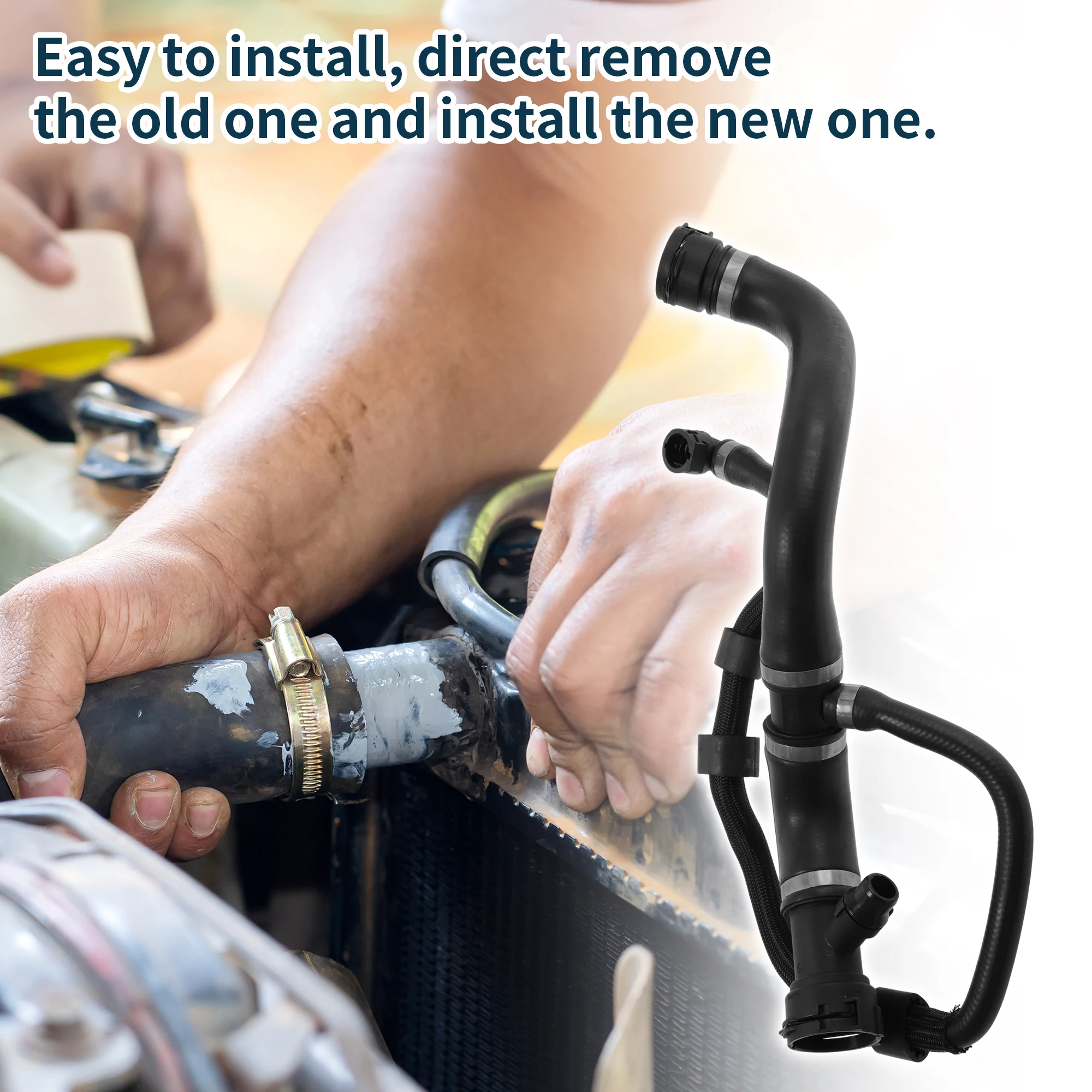 UXCELL ラジエーターホース ヒーターホース ラジエーター出口ホースパイプ BMW 1シリーズ 2015用 No.17128662832 ゴム製冷却液パイプ ブラック 1個