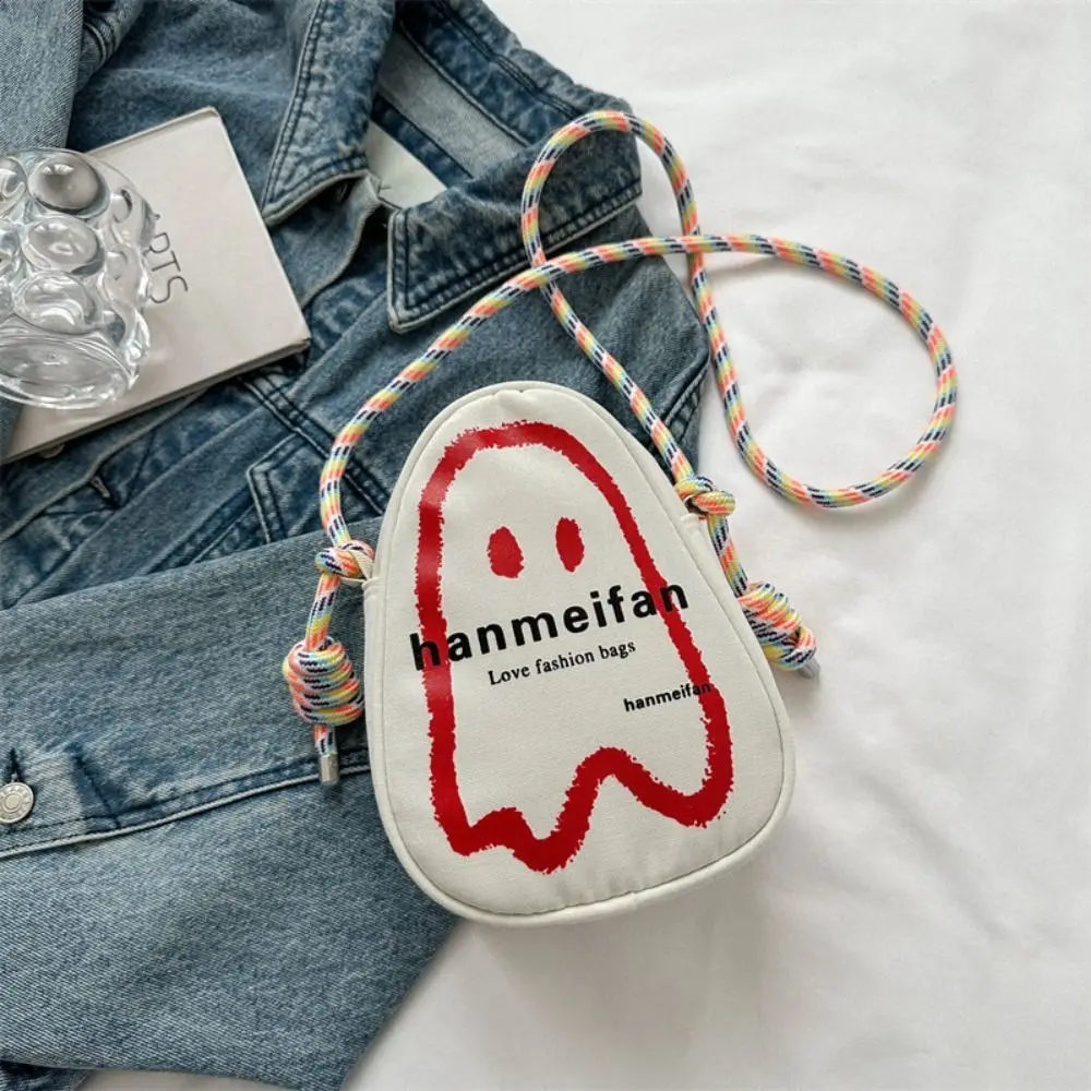 

Кошелек для монет, сумка через плечо с призраком, мини-сплошной цвет, холщовая сумка через плечо на Хэллоуин, корейский стиль, повседневная сумка для мобильного телефона, студенческая