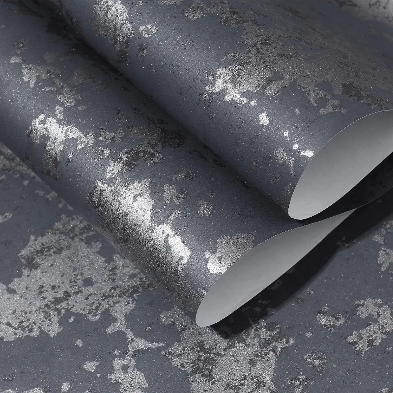 

Black Silver Textured Plain Wallpaper Roll Home Decor Living Room Office Background Concrete Industrial Wall Paper