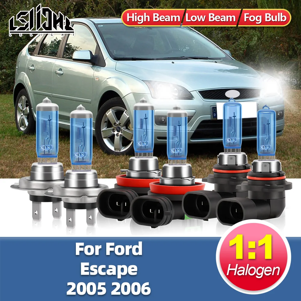 LSlight For Ford Escape 2005 2006 Halogen Headlight 100W Auto Light Bulb 6000K Ultra White Car Front High Low Beam 12V Headlamps