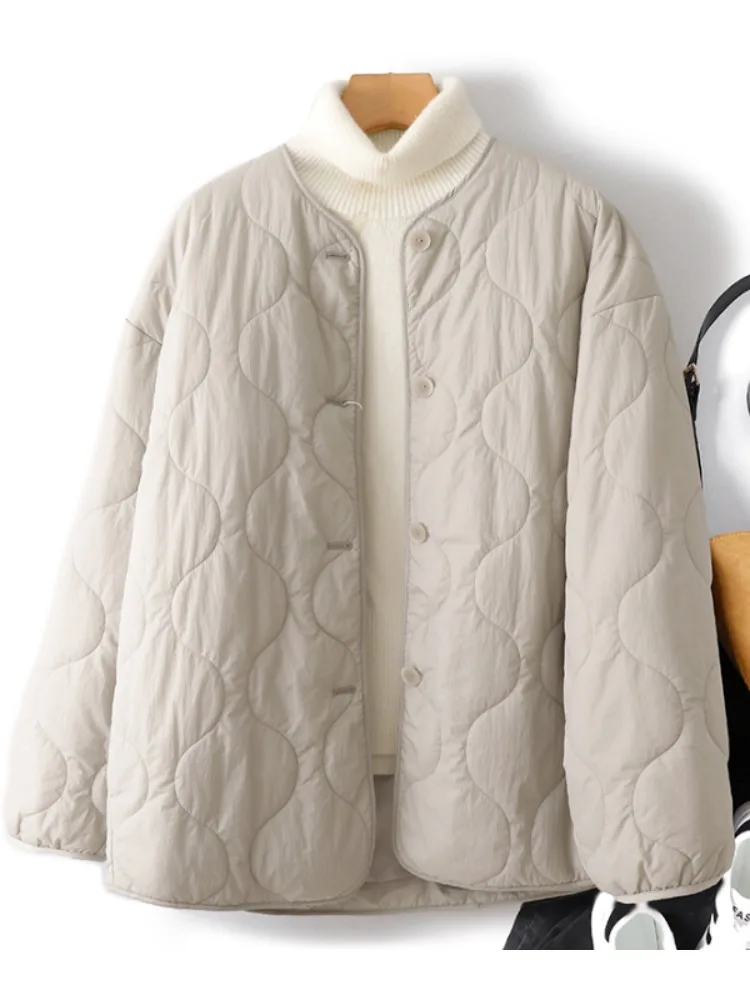 

Легкая хлопковая куртка, женская зимняя верхняя одежда, пальто, стеганая хлопковая подкладка без воротника, свободная посадка, длинный све, с круглым подолом