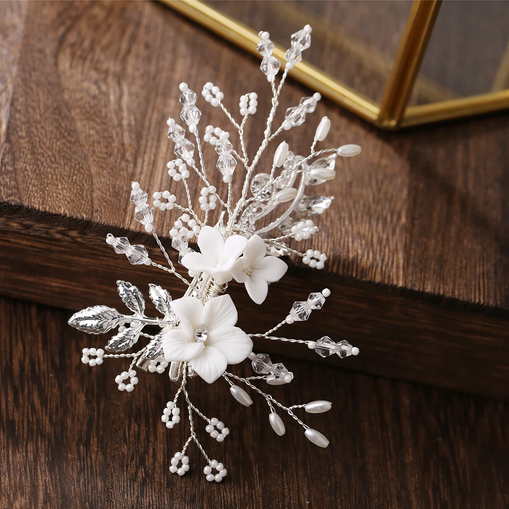 

Свадебная заколка для волос с жемчужным цветком, свадебная заколка из сплава для невесты, женщин и девочек, заколка для волос, свадебная заколка с цветком
