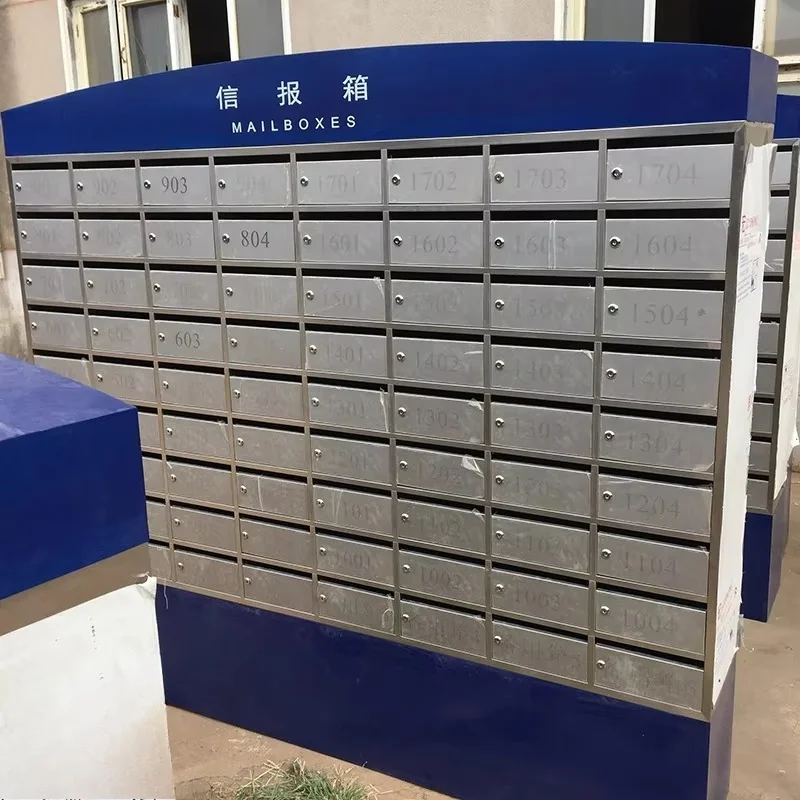 Wall-mounted large lockable outdoor aluminum mailbox apartment