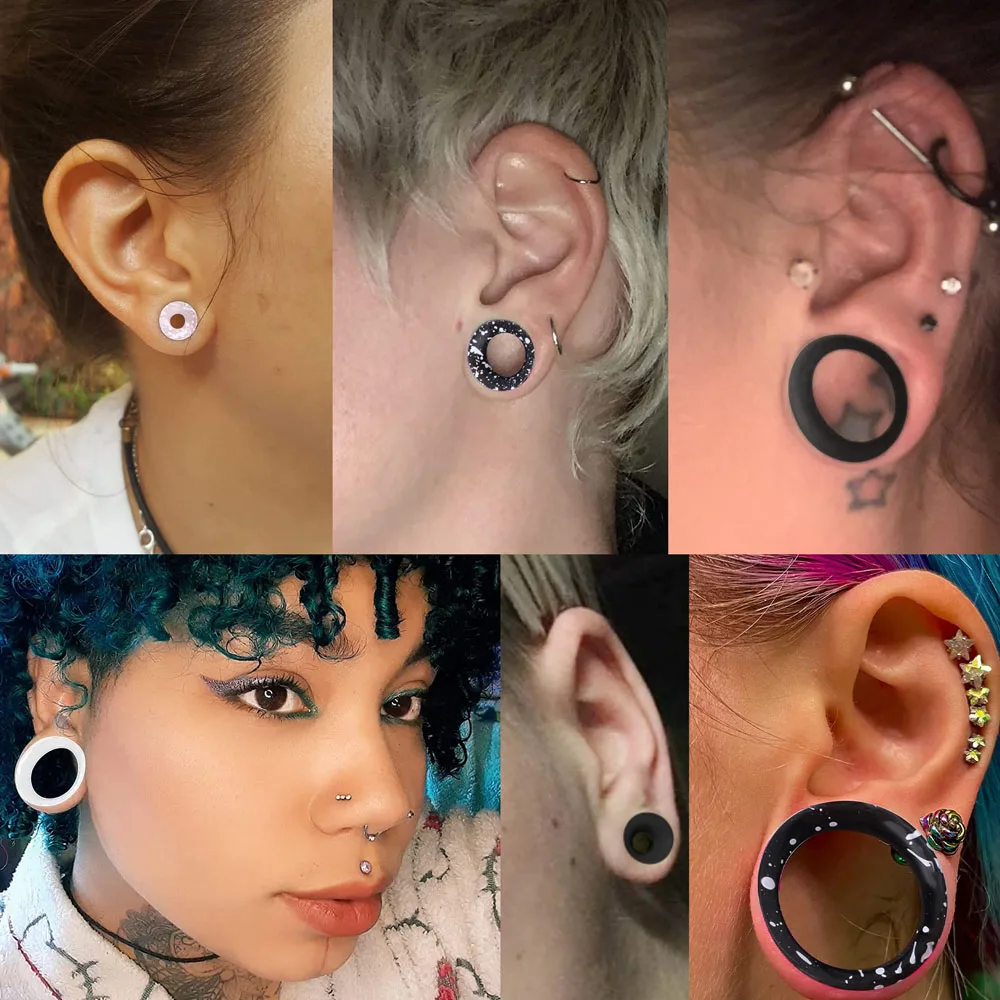 2-8PCS Silicone Ear Gauges Flexible Ear Tunnels Plugs Stretchers Expander Double Flared Flesh Ear Piercing Jewelry for Women Men