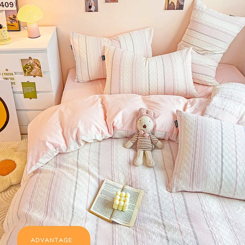 High Quality 100% Cotton Jacquard Bedding Sets Nordic All Cotton Super Soft Bedclothes Kit Single Double Queen King Size Bed Set