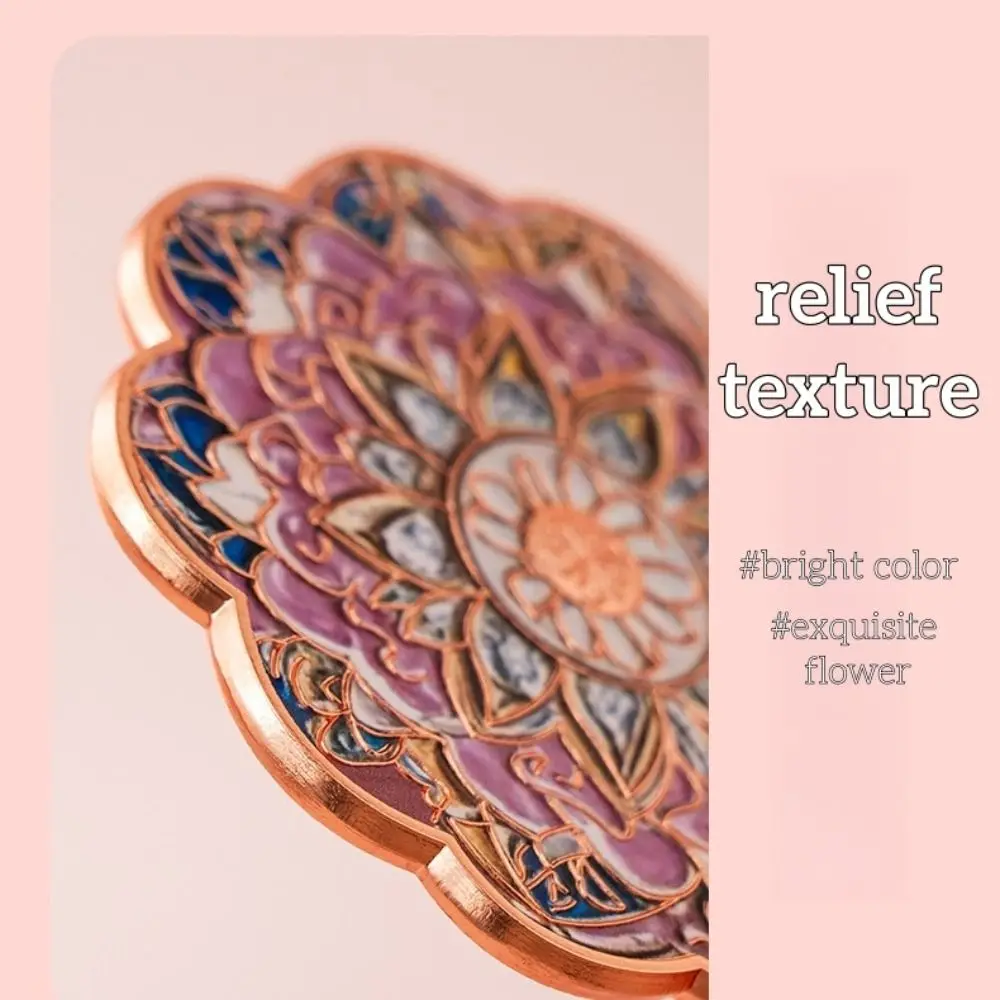 Dunhuang Exquisiter chinesischer Stil Spiegel Kupfer Quaste 3D Blume Make-up Spiegel Runde Form Make-up-Tool Kosmetikspiegel Geschenk