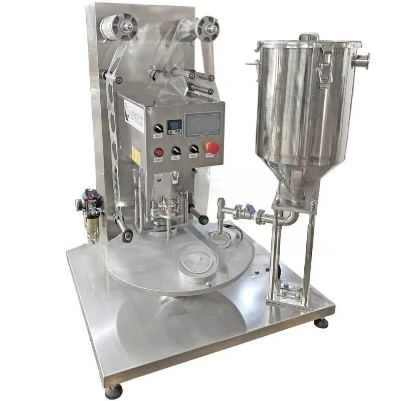 4 Position MS-1 Semi-Automatic Rotary Type Sealing Machine for Yogurt Sauce Jam Cup with Pre-cut Aluminium Foil Lid