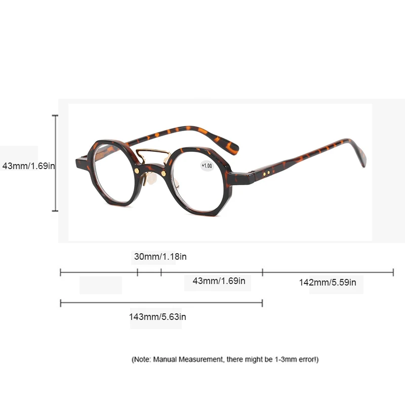 Ahora Ins Retro Reading Glasses Small Frame Round Presbyopic Eyeglasses Double Beam +1.0+1.5+2.0+2.5+3.0+3.5+4.0 Unisex