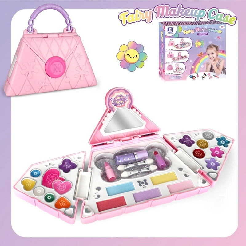 Sac à main rose pour enfants, ensemble de jouets de maquillage cosmétiques, rangement de maison de jeu, valise pour filles, vernis à ongles, ombre à barrage, rouge à lèvres