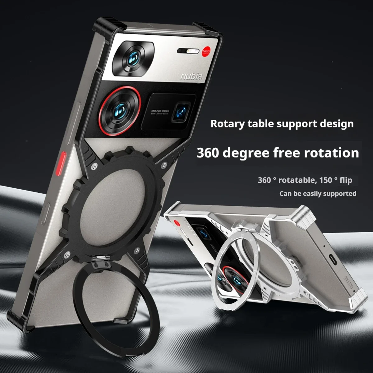 Cooling aluminum alloy 360 degree rotating bracket Back Cover,For ZTE nubia Z70 Ultra Z60 Ultra Fall prevention Phone Case