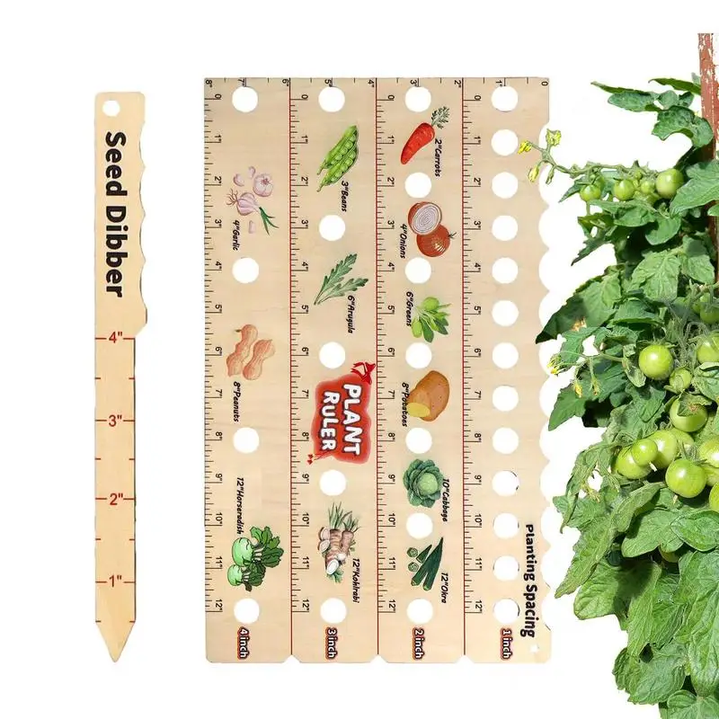 

Wooden Planting Ruler Seed Spacing Ruler With Holes Wood Garden Dibber For Home Garden Plants Vegetable Portable Garden Rule