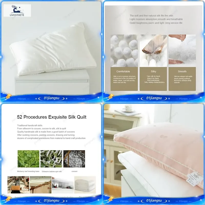 Liv-Esthete 100% Pure Mulberry Silk Pillowcase White King Queen Size 3D Ergonomic Neck Support Pillow for Sleeping Bedding