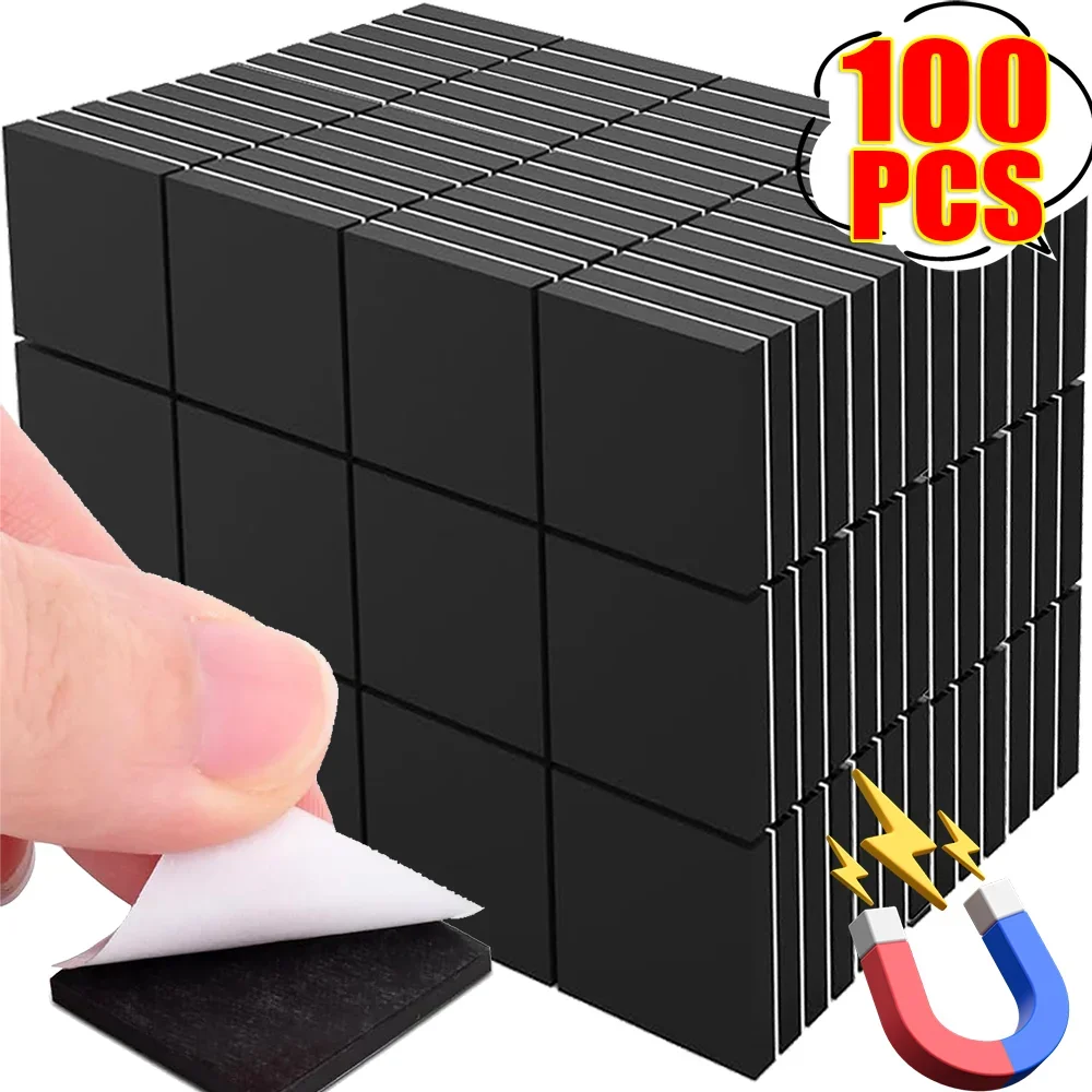 Square Magnet Magnetic Tape Soft Small Back Sticky Self Adhesive Sheets Stickers Black Magnets DIY Craft Household Fridge Decor