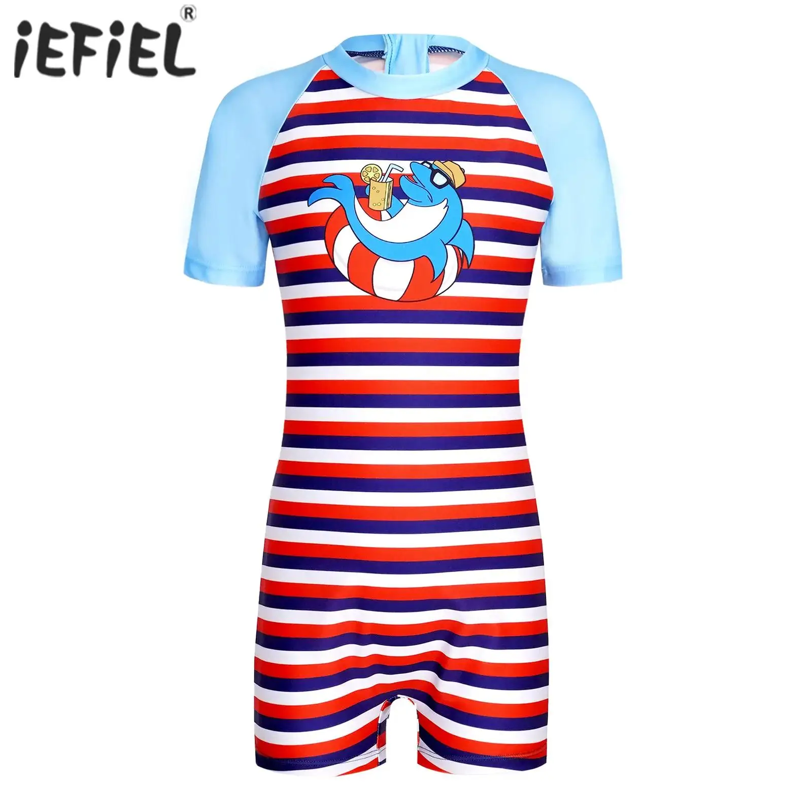 

Boys Girls One Piece Rash Guard Swimsuit Short Sleeves Jumpsuit Swimwear UPF 50+ Bathing Suit Water Sport Beachwear Swimming