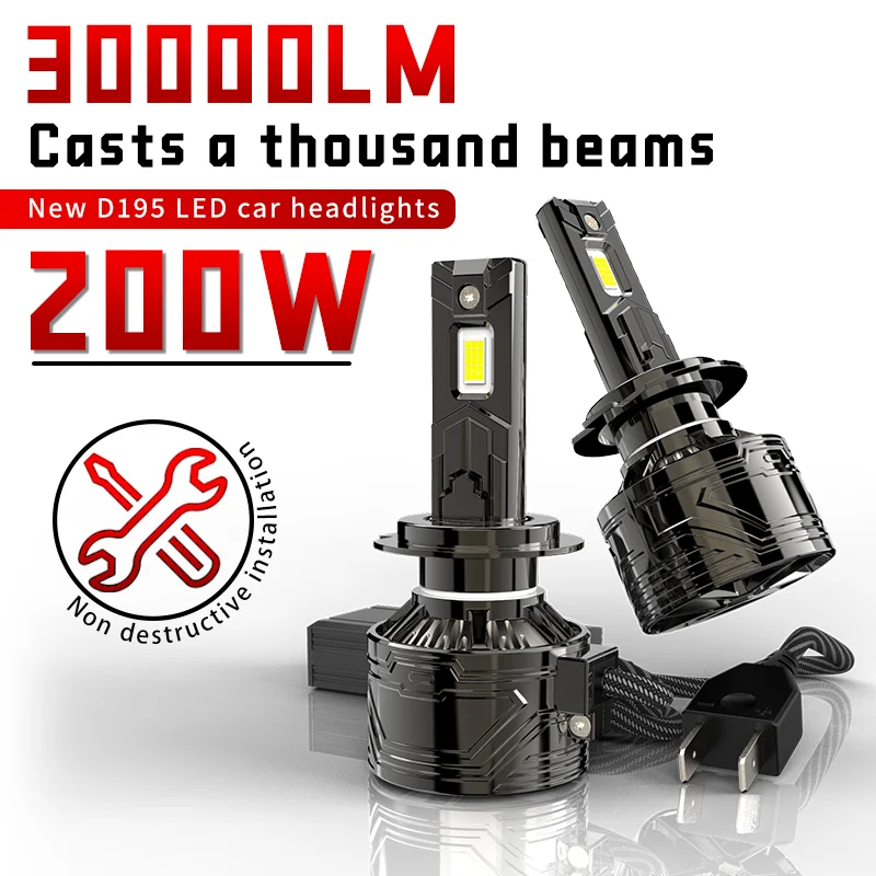 

Передняя фара для автомобиля, 200 Вт, 9005 лм, H1 H4 H11 9006 HB3 6000 HB4