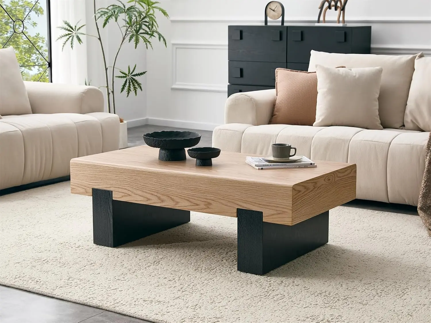 Modern Coffee Table Living Room Light Natural Oak 45.3