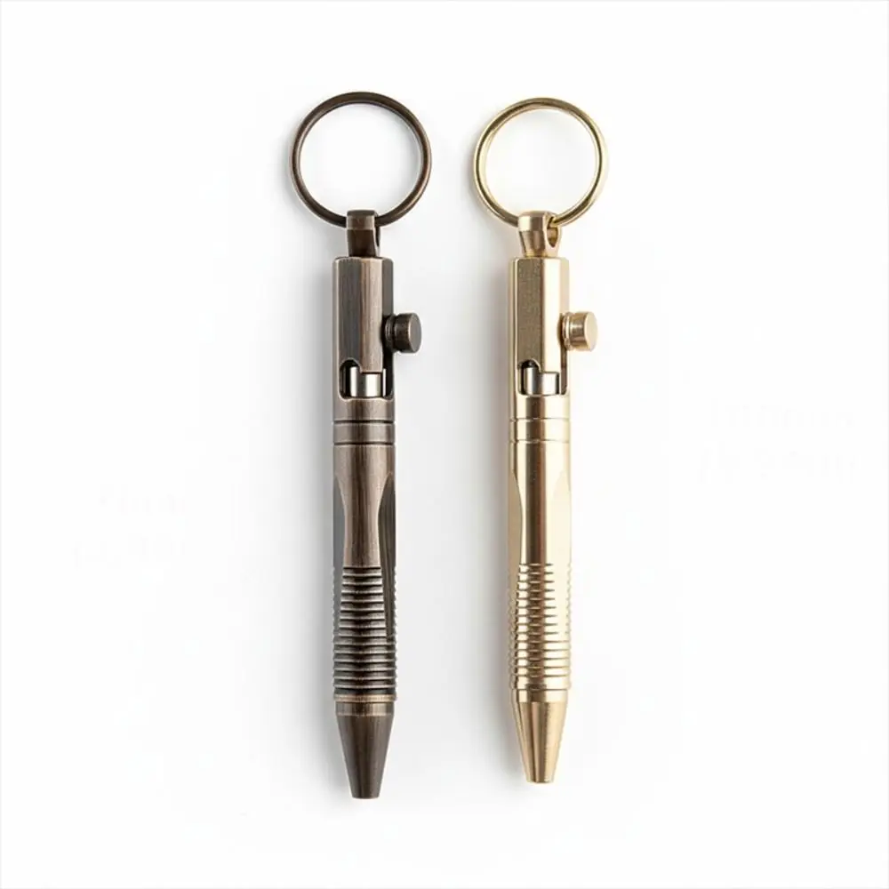 New Brass Mini Ballpoint Pen with Keychain Portable Pocket Pen Gel Pen School Office