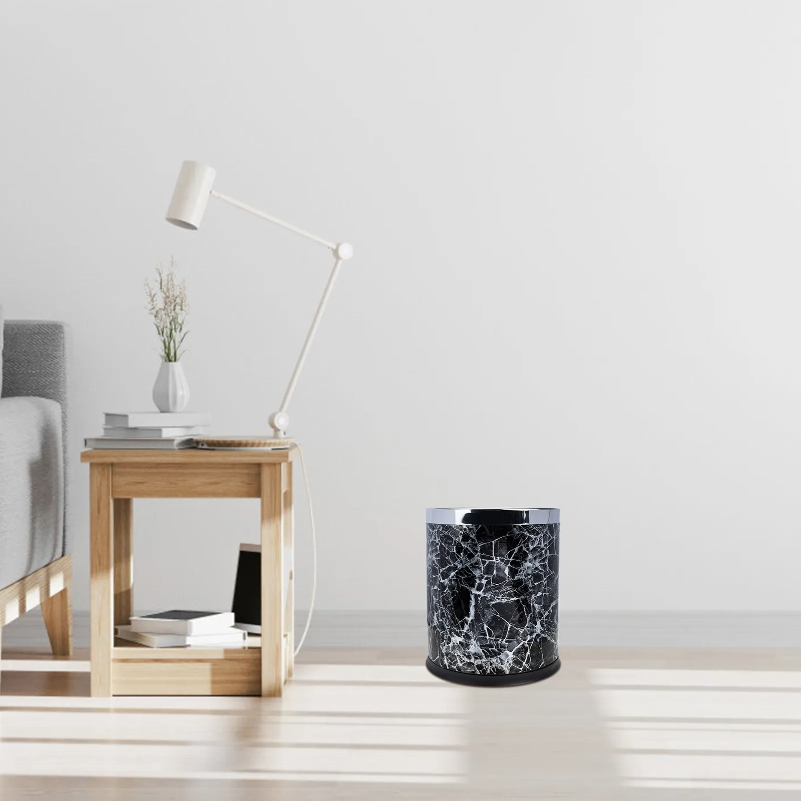 

Мусорное ведро с эффектом мрамора, прочное пластиковое круглое контейнер для отходов для ванной, кухни, офиса, отеля, для небольших помещений