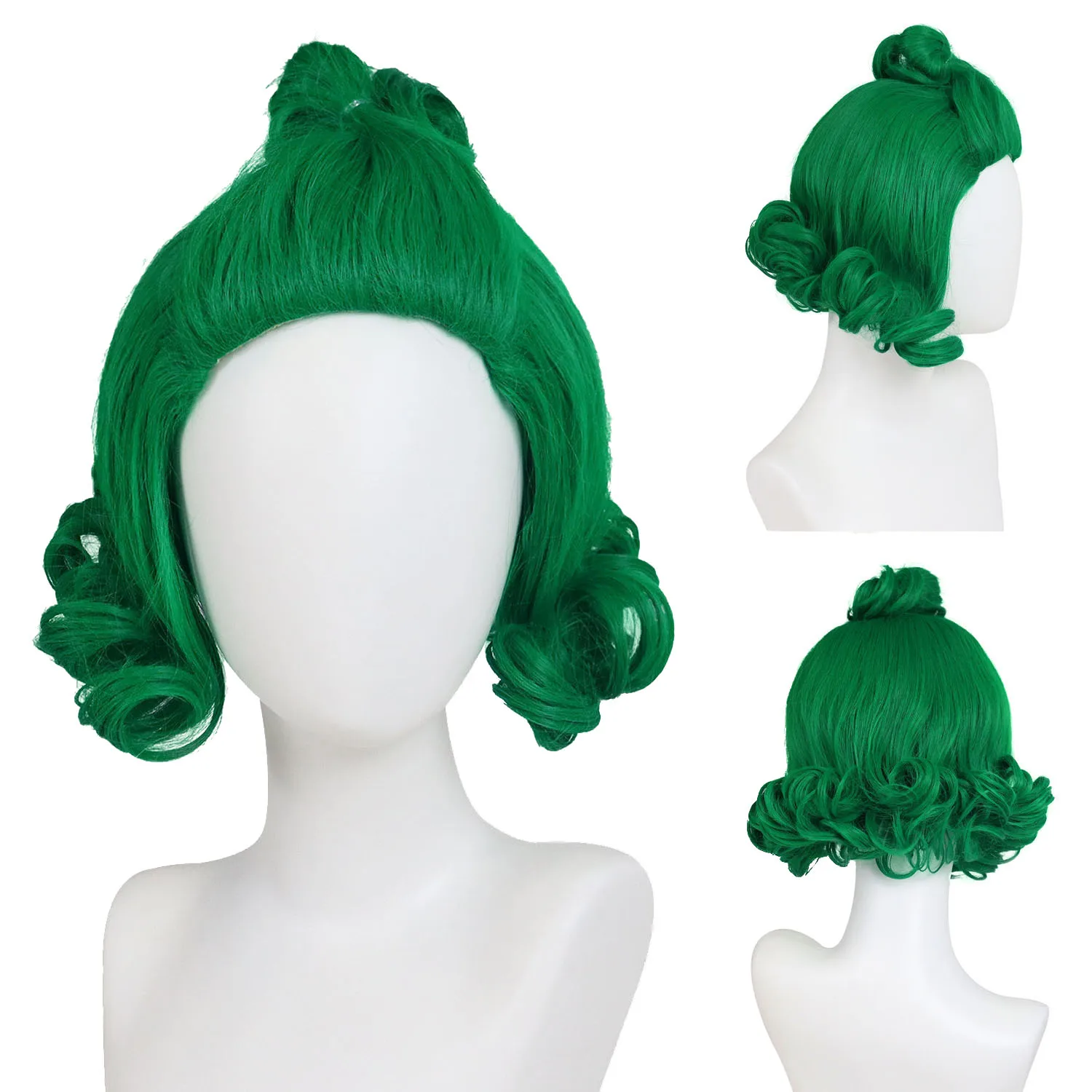 

Green Wigs for Men Synthetic Hair Short Wavy Vibrant Green Cosplay Wig Man Funny Wigs Halloween Costume Movie Party Funny