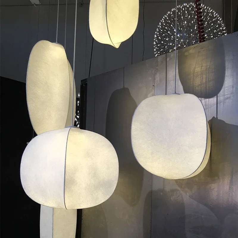 Nordic Silk Led Pendant Lights Wabi Sabi Pendant Chandelier Lighting Modern Creamy Style Suspend Lamp Luster Luminarias Fixtures