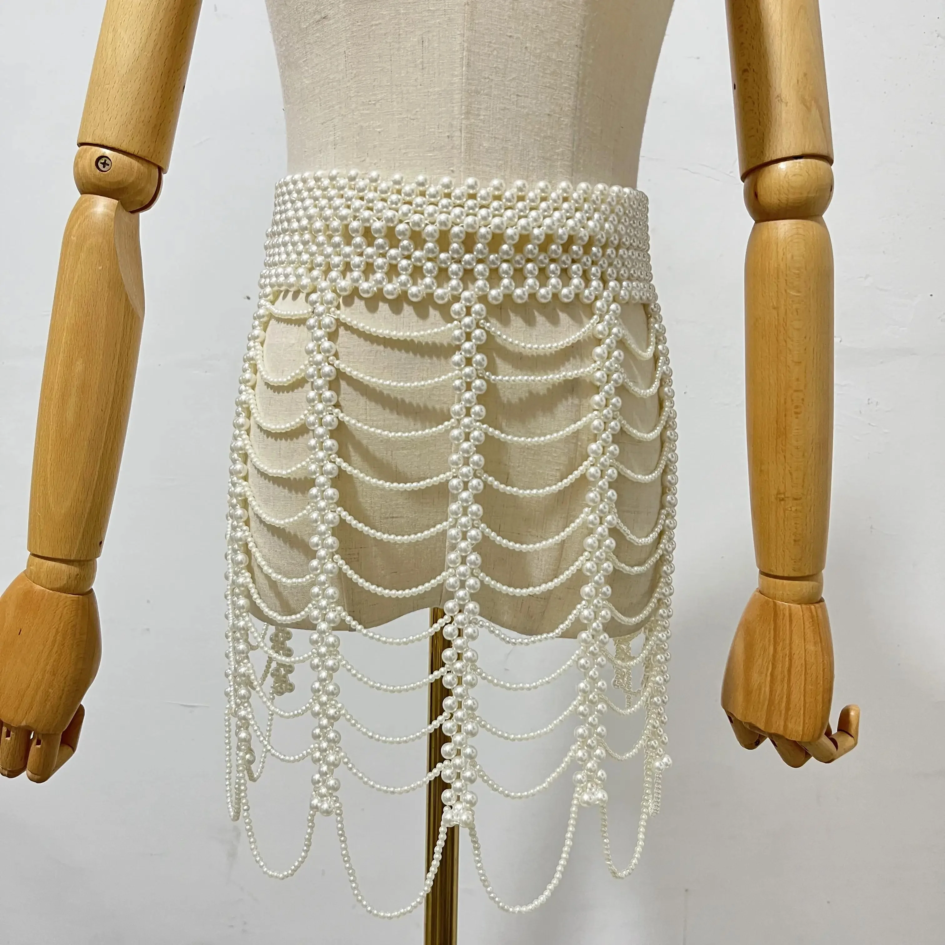 Body Jewelry Europe And The United States Fashion Totally Hand-made Multi-layer Shawl Sexy Pearl Skirt Chain Night Club Party