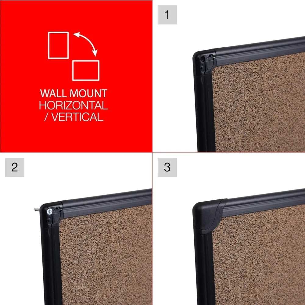 Tableau en liège auto-guérison 36x24 avec cadre noir – Tableau d'affichage durable pour le bureau et la maison pour les professionnels