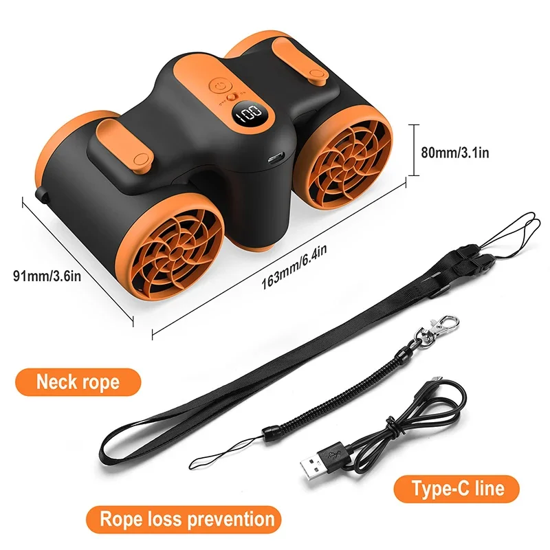 Tragbarer persönlicher hängender Taillenventilator mit 10.000 mAh wiederaufladbarem Akku, extrem leiser tragbarer elektrischer Ventilator, Handklimaanlage