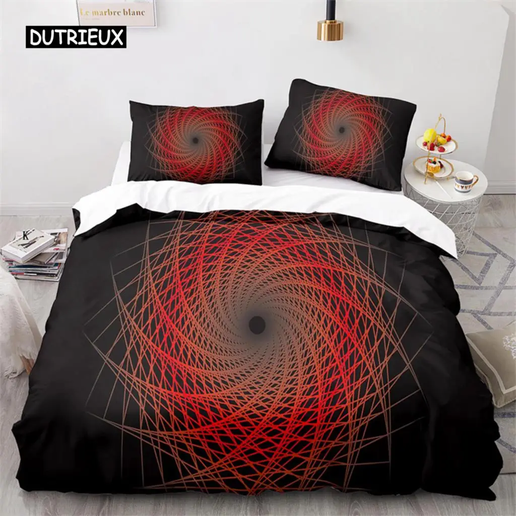 Colorful Geometric Duvet Cover Set Psychedelic Swirl Bedding Set King Queen For Kids Adults Room Microfiber Abstract Quilt Cover