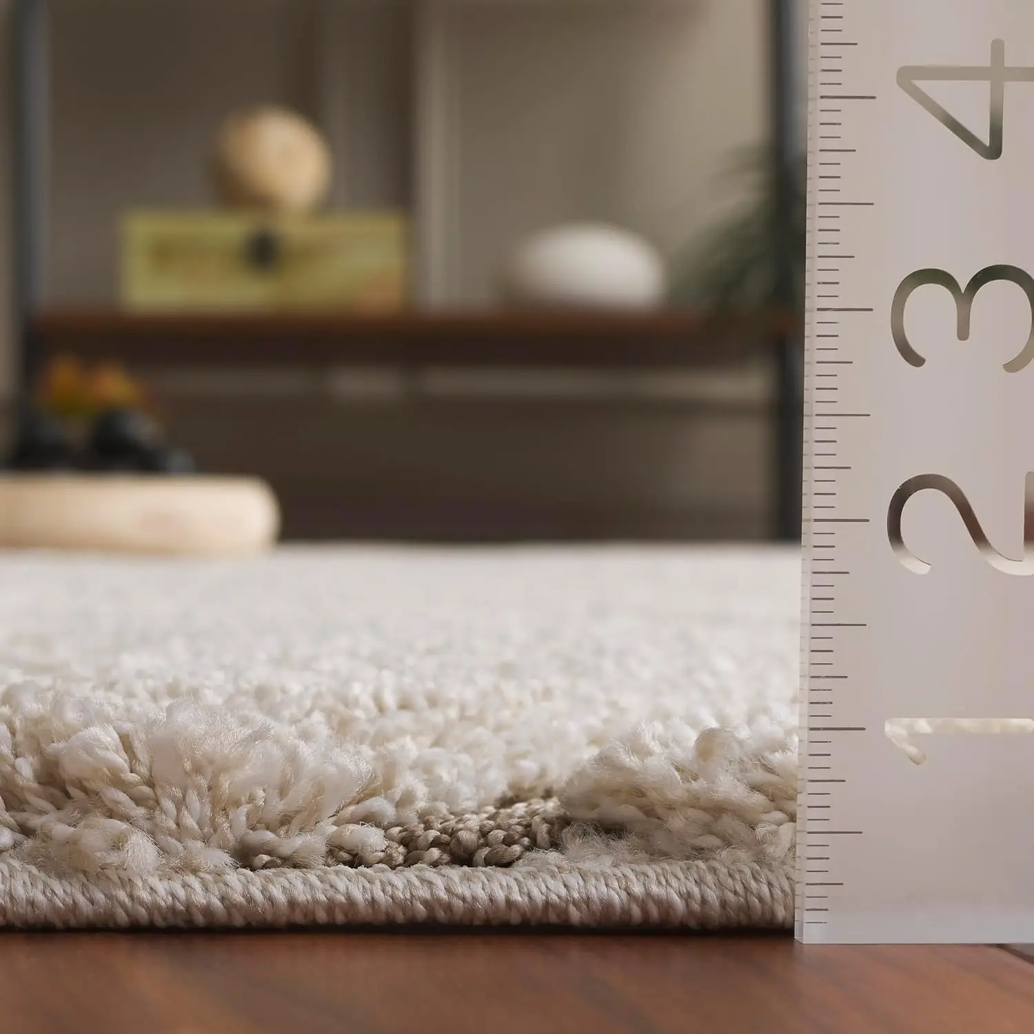 Shag Area Rug, Textured Geometric Pattern Floor Carpet For Living Room Dining Area And Bedroom, Durable Soft Large Indoor Mat, Cream And Beige Single Pack - view 2