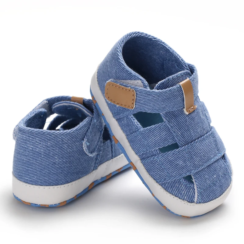 Newborn Boys And Girls Baby Shoes Fashion Canvas Soft Soles First Walking Shoes Breathable Sandals Popular Summer Beach Shoes