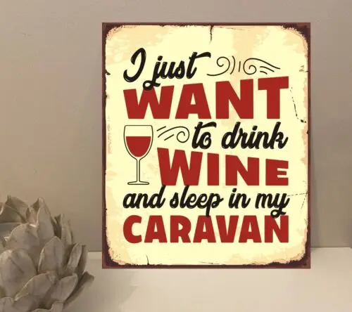Wine Caravan Quote Metal Plaque Sign Gift House Novelty (mt351)-Aluminum