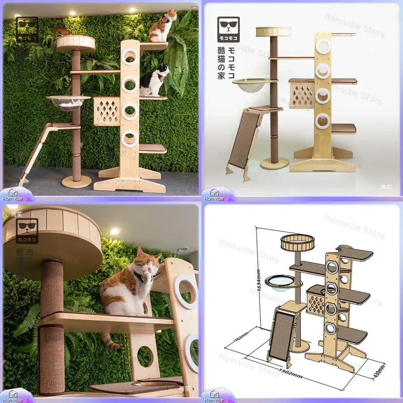 Large Cat Tree Tower 5 Tier Wide Climbing Frame Scratching Post Villa Nest Furniture Pet Playhouse Activity Center
