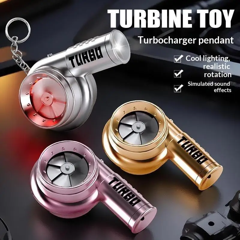2026 NEW 1PCS LED Turbo Keychain With Sound Electric Spinning Turbocharger Key Chain Car Keyring Keyfob Pendant Gadget Gift