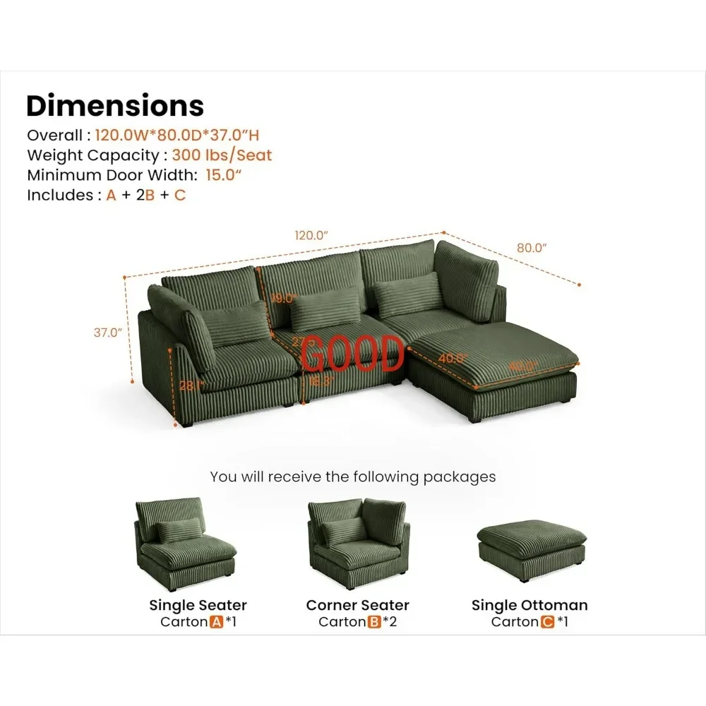 Oversized Modular Sofa, 120