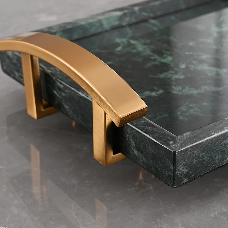 صينية اليشم الأزرق والأبيض الفاخرة الخفيفة والمجوهرات ومستحضرات التجميل وتخزين الحمام وطاولة القهوة وطاولة الطعام وصينية تخزين بمقبض الأجهزة