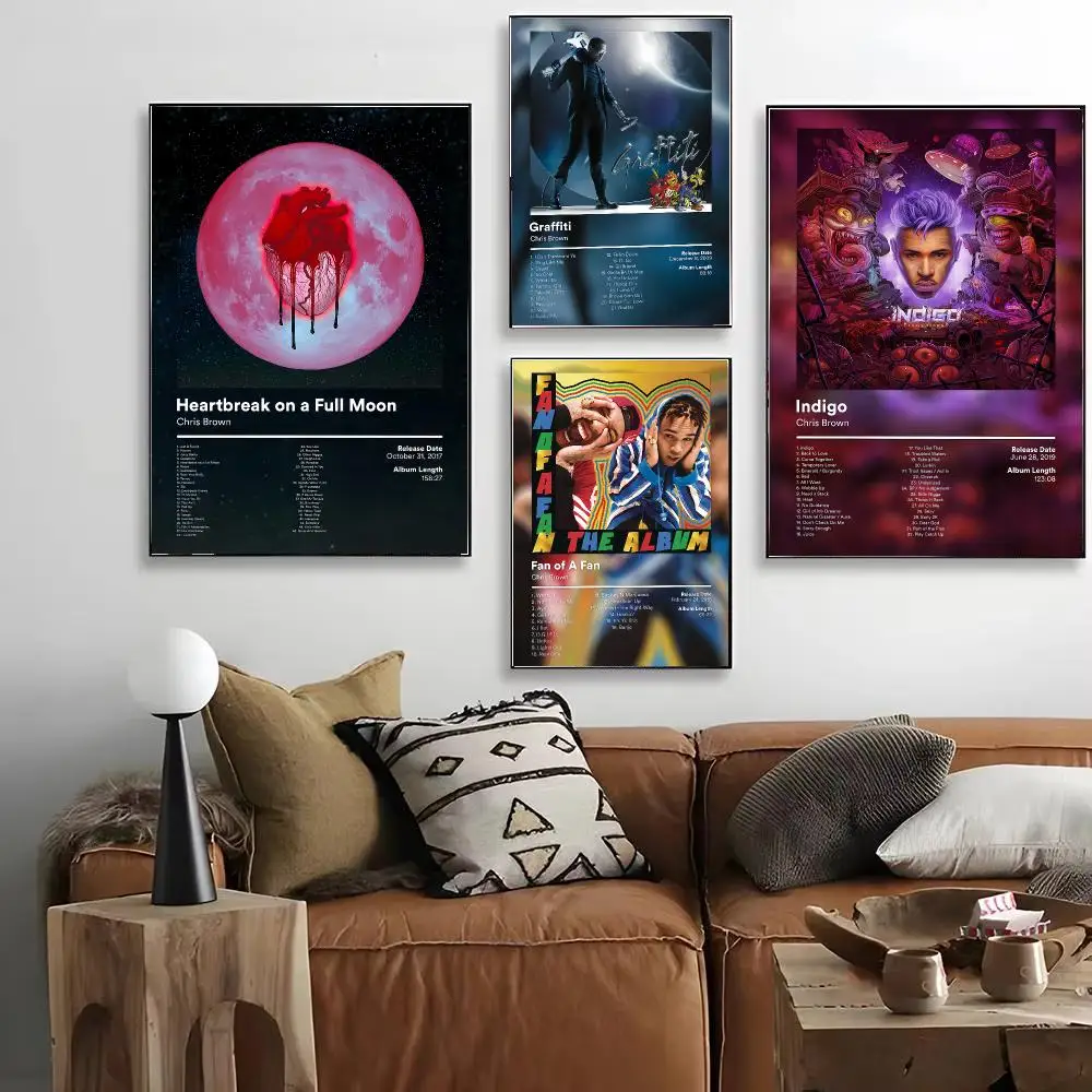 Rap Music Album C-Chris B-Brown Poster HD Decorative Wall Art for Living Room Bedroom Café Stylish Home Décor Gift
