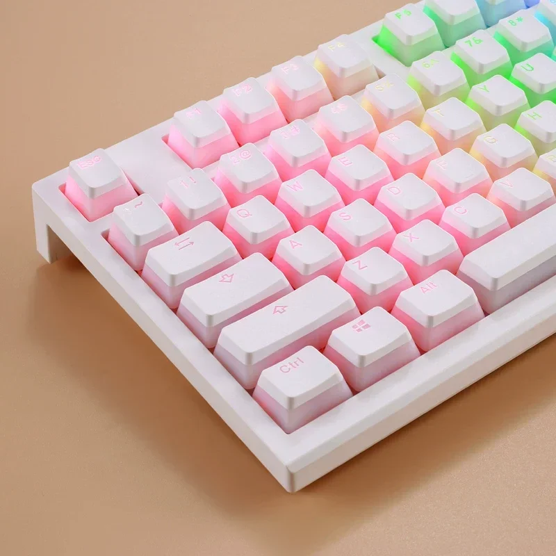 

PBT Double Leather Milk Pudding Transparent Keycap Customized Keyboard 82/84/87/98/100/104 Keys OEM