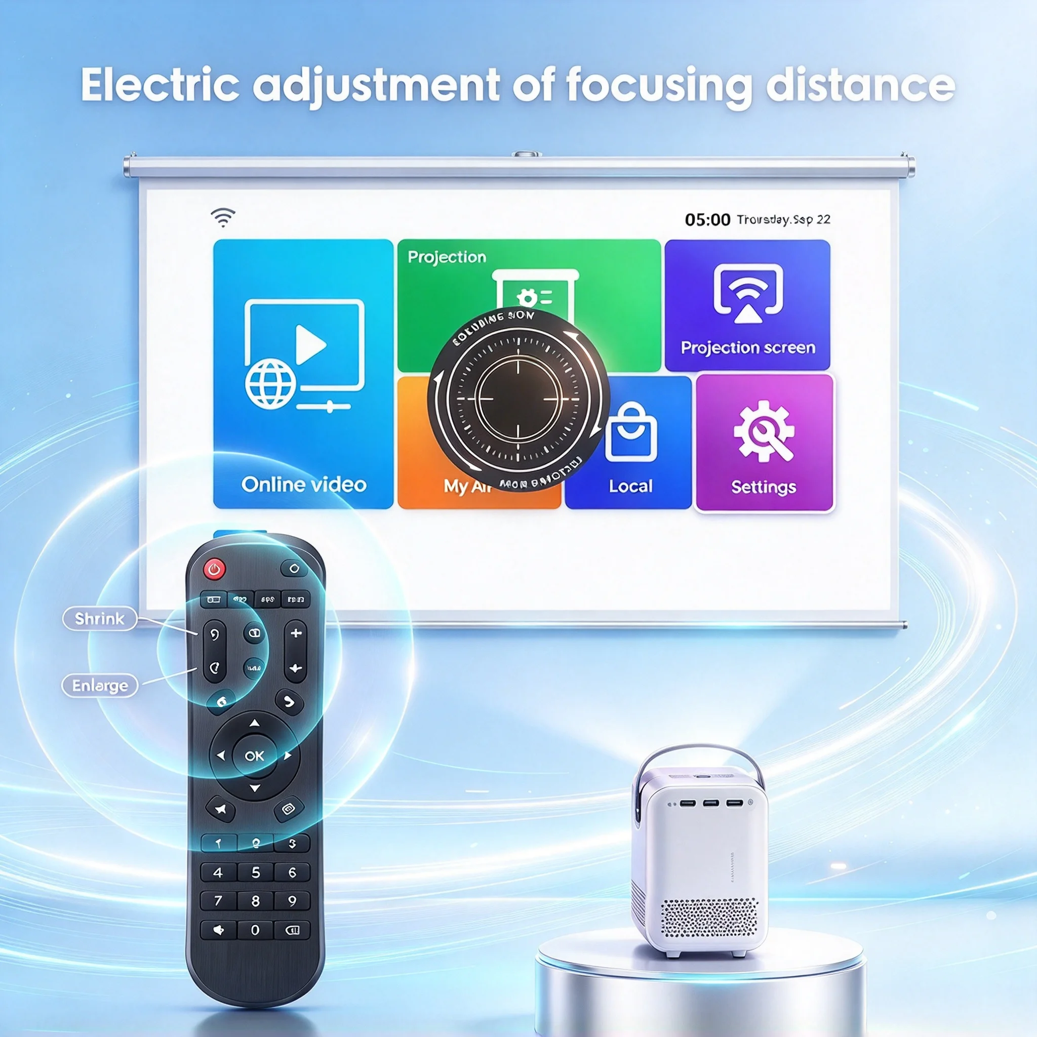 Android Smart Mini Projector 300ANSI Lumens Portable 4K WiFi Bluetooth 1080P Full HD Native Home Movie Theater Beamer Outdoor TV