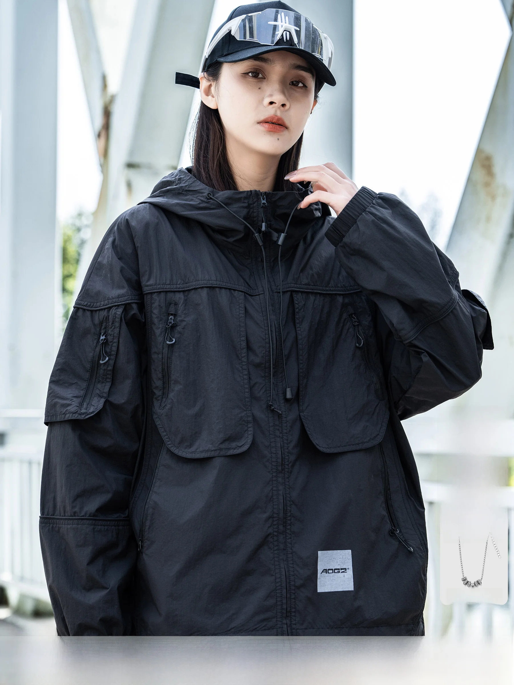 AOGZ Summer New Ultra-Thin Fishing Sun Protection Jacket Men's Women's Lightweight Windbreaker Workwear Jacket Trendy