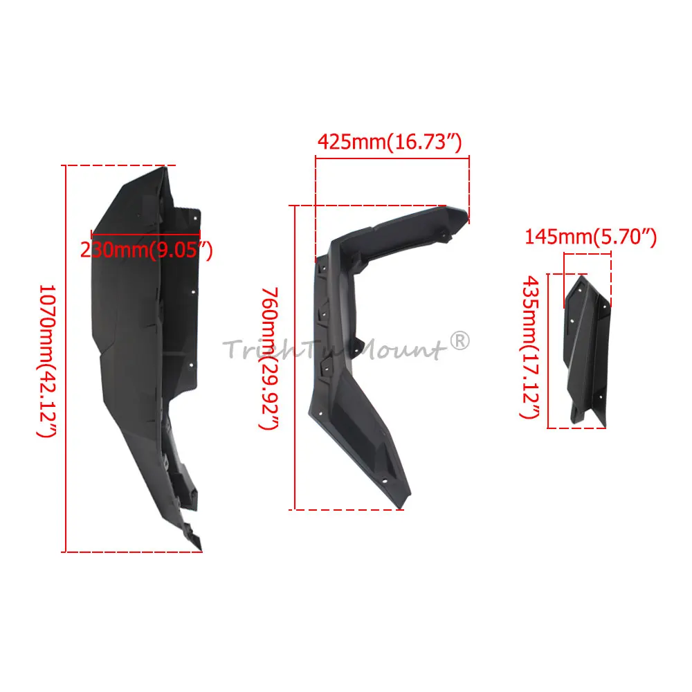 1 Set UTV Outer Fender Flares Extensions For Can-Am Maverick X3 Max RR Maverick 1000 2014-2023 Polypropylene Black Splash Shield