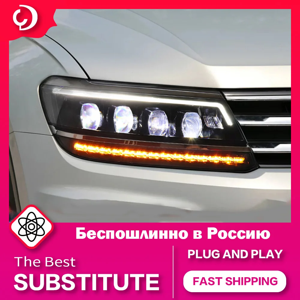 AKD Car Styling Headlights for Tiguan 2017-2020 LED Headlight DRL Turn Signal Light Angel Eye Led Projector Auto Accessories