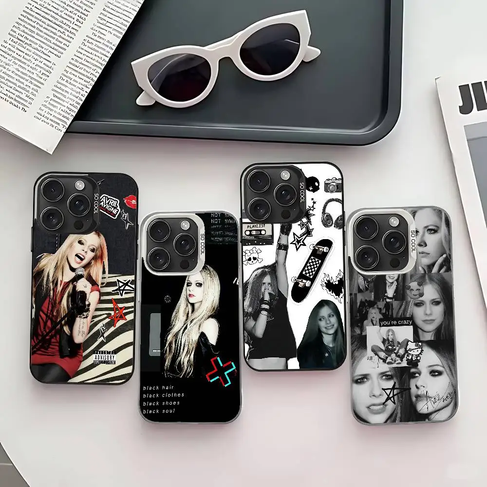 

Rock A-Avril L-Lavigne Pop Phone Case For IPhone 17/16/15/14/13/12/11 Pro Max Plus Shockproof Colorful Back Silver Cover