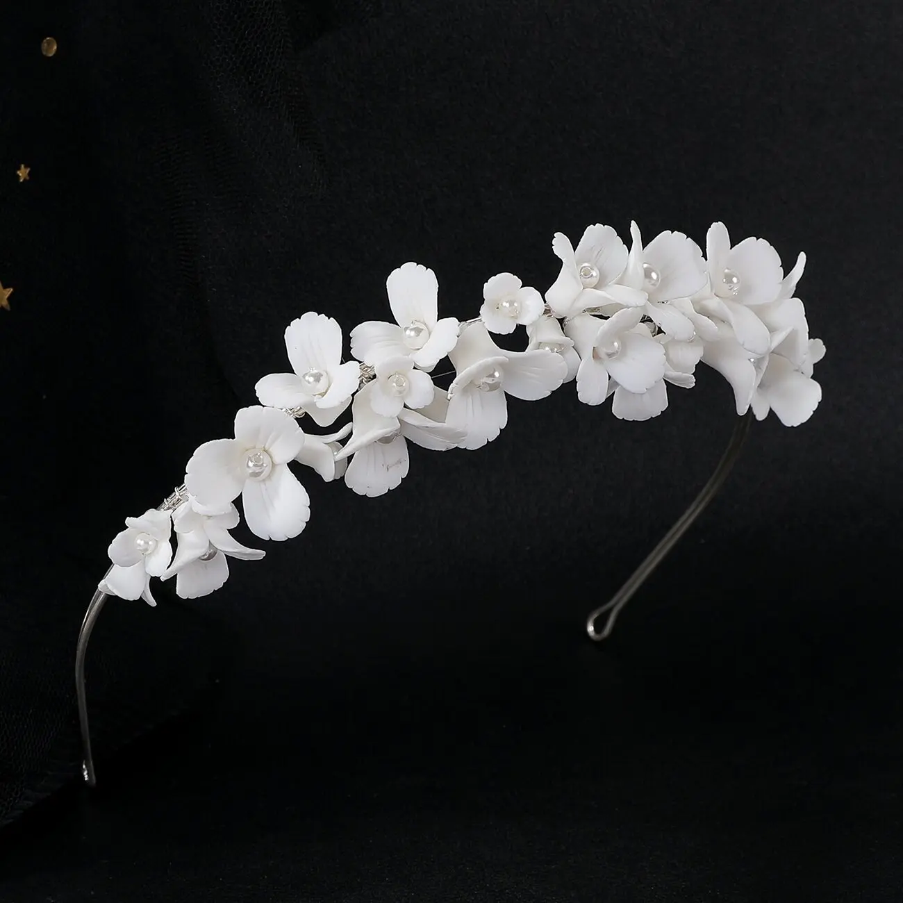 SLBRIDAL Handgemachte Kristall Strass Perlen Keramik Blume Braut Tiara Hochzeit Brautjungfern Party Krone Frauen Mädchen Haar Schmuck – Detail 11