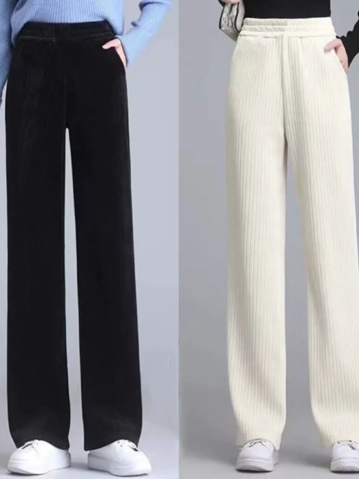 

Женские широкие брюки с высокой талией, прямые, струящиеся, повседневные, утягивающие, из вельвета, в корейском стиле, осенняя мода, маленькие размеры