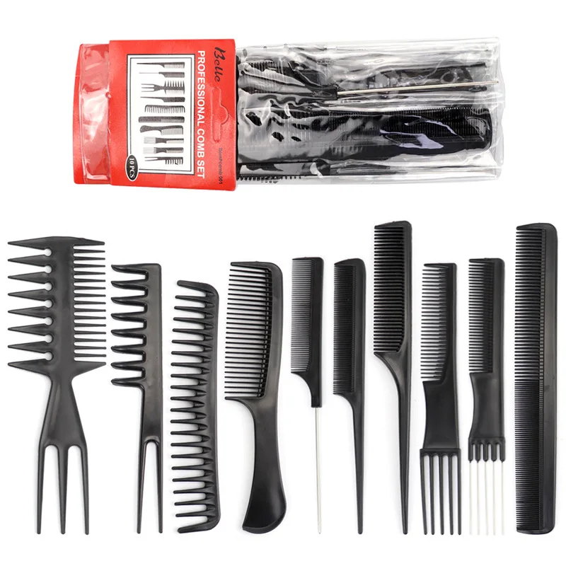 10Pcs Haircut Styling Comb Set Portable Anti-static Barber Training Tail Styling Comb Hairdressing Combs Haircare Styling Tool