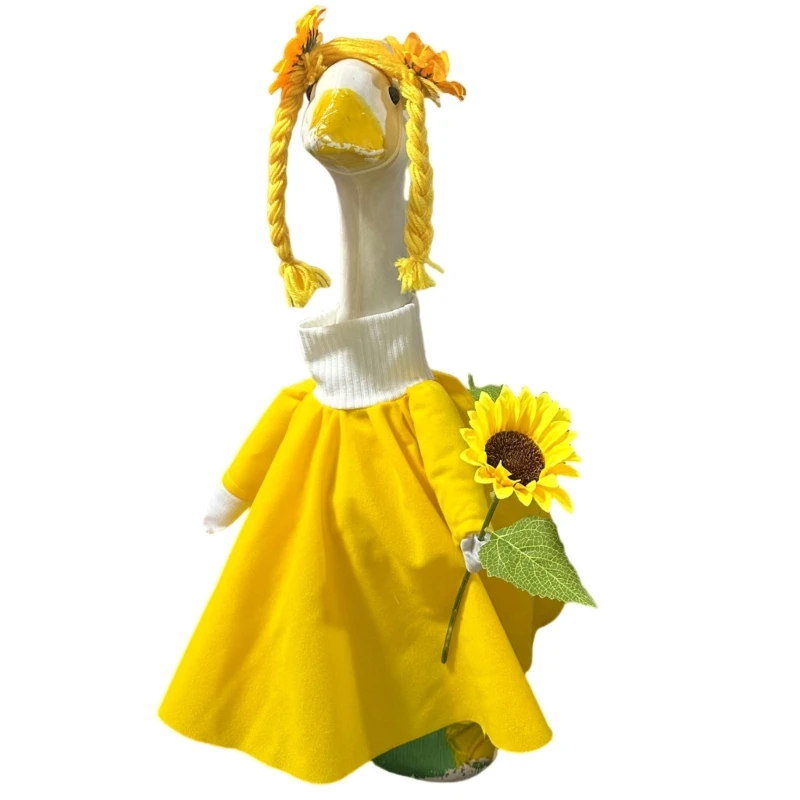 Porch Bird Outfit Yellow Flower Polyester Dress Cover for Entryway Display, Bright Figure Clothing for Garden and Seasonal Y5GB