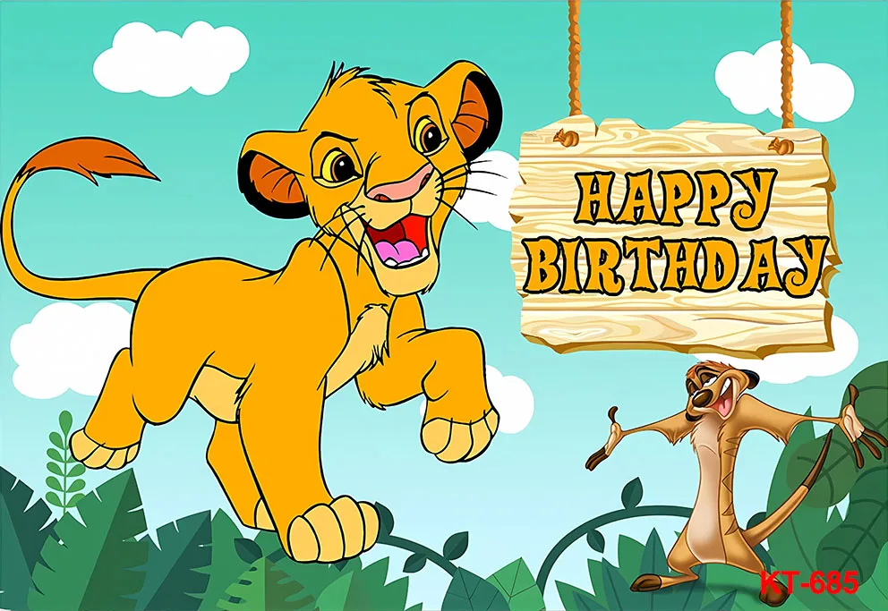新生児のためのライオンキングシンバの背景、カスタムフォトデコレーション、スタジオバナー、男の子、子供の誕生日パーティーのための森のジャングル